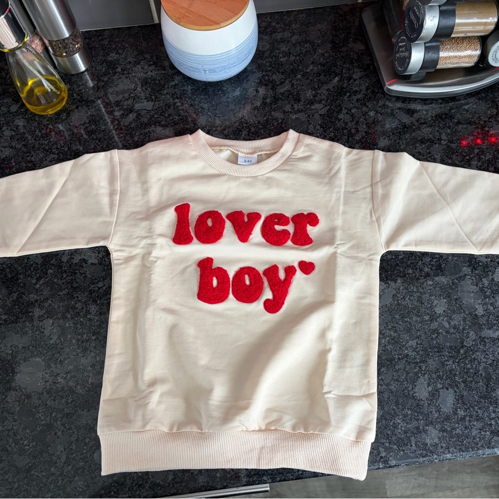 Lover Boy Cream and Red toddler Sweater